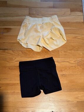 Yellow Athleta Shorts + Black Bike Short (2-Pack)